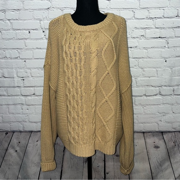 Free People Dream Cable Knit Crewneck Sweater Size Large Unisex - Picture 12 of 12